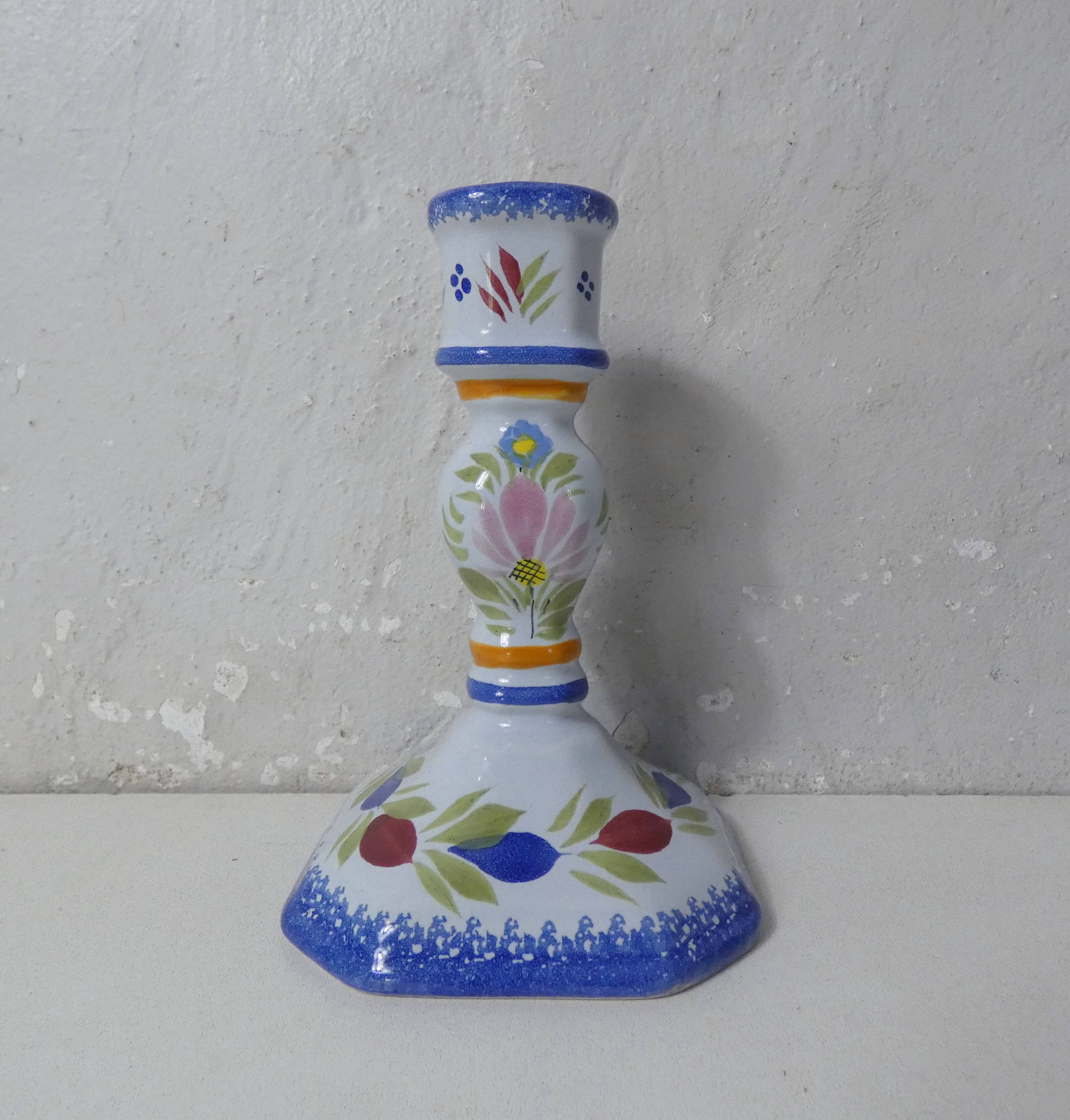 Henriot Quimper earthenware candlestick