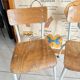 Pair of children's school chairs in wood and metal