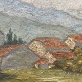 Tableau HSP "Village view with bell tower" signed + frame