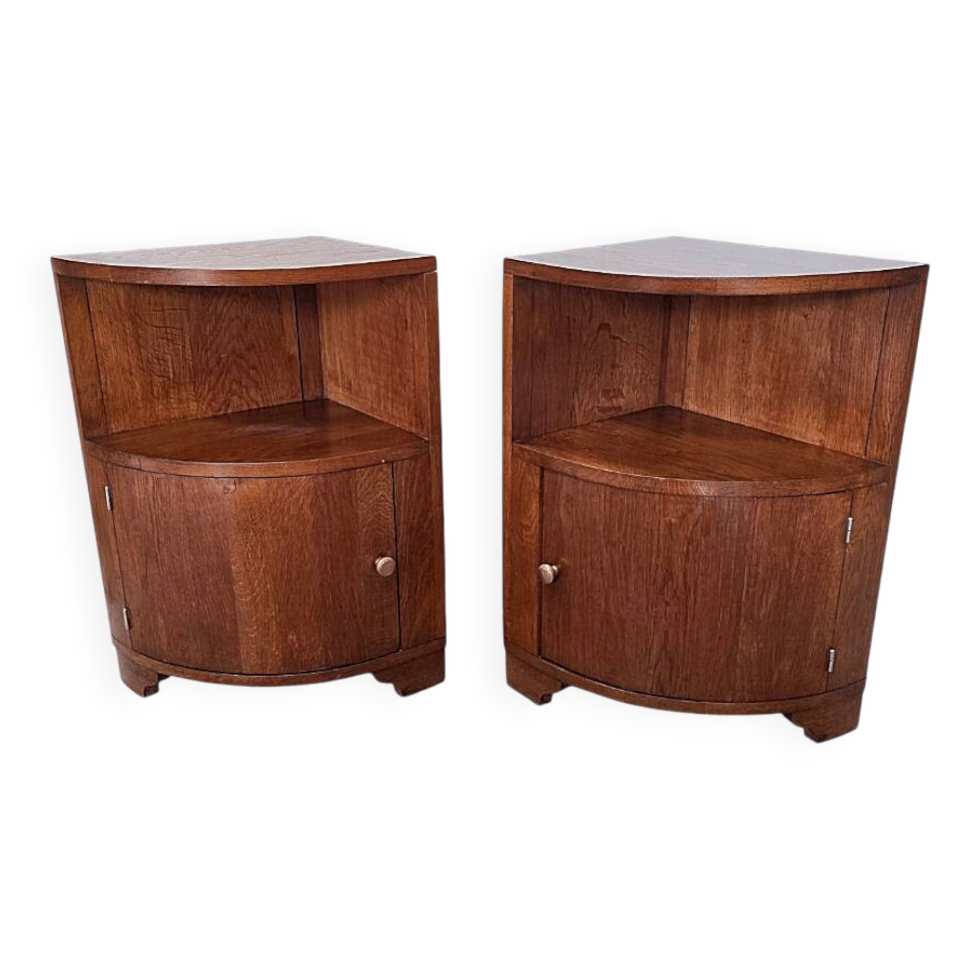 French Art Deco Oak Bedside Tables, 1920/30s