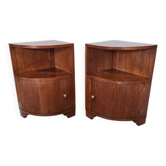 French Art Deco Oak Bedside Tables, 1920/30s
