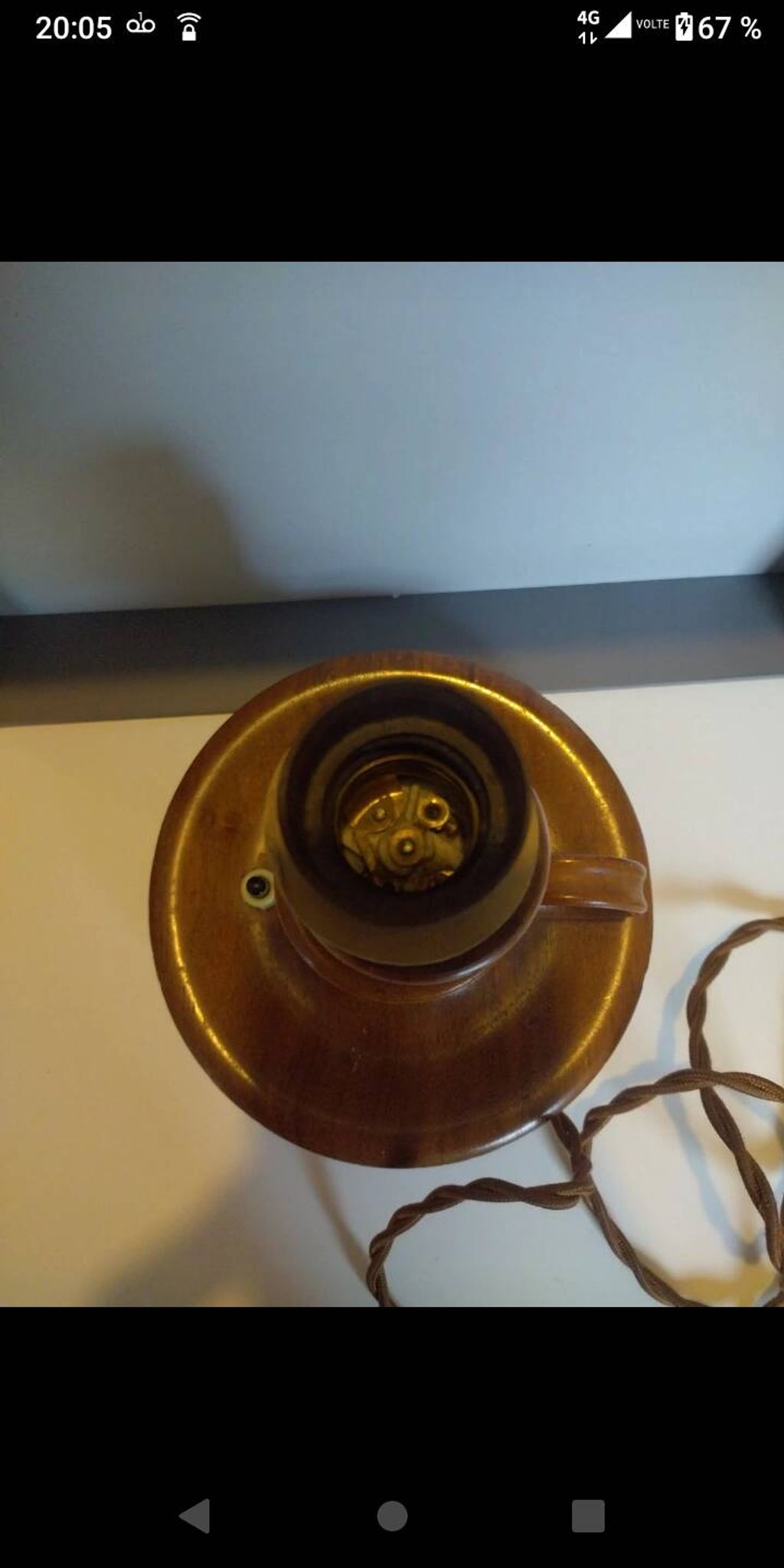 Vintage Scandinavian turned wooden candlestick lamp base