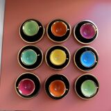 set of 9 black and gold Salins cups and saucers