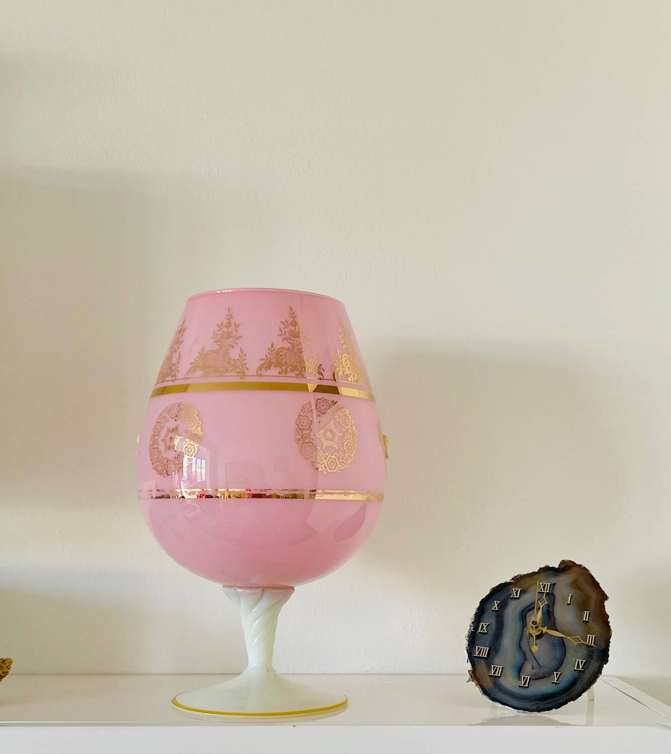 Large Italian opaline cup with small relief cameos.