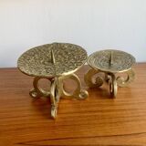 Set of 2 brutalist bronze candleholders, 1970s