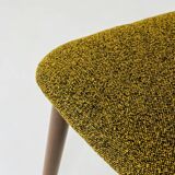 Set of 6 Modern Beech Wood Dining Chair, Yellow Bouclè, Dark Wood