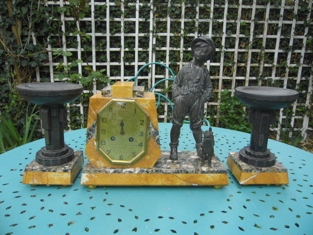 Horloge Art Déco Napoléon – Cheminée Vintage Fonctionnelle, Coffret Bois Angleterre, Ancienne