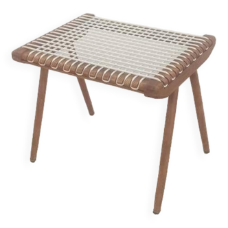 Footrest Georges Tigien, from the 60s. Light teak structure