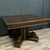 Renaissance table with walnut extensions with brown patina