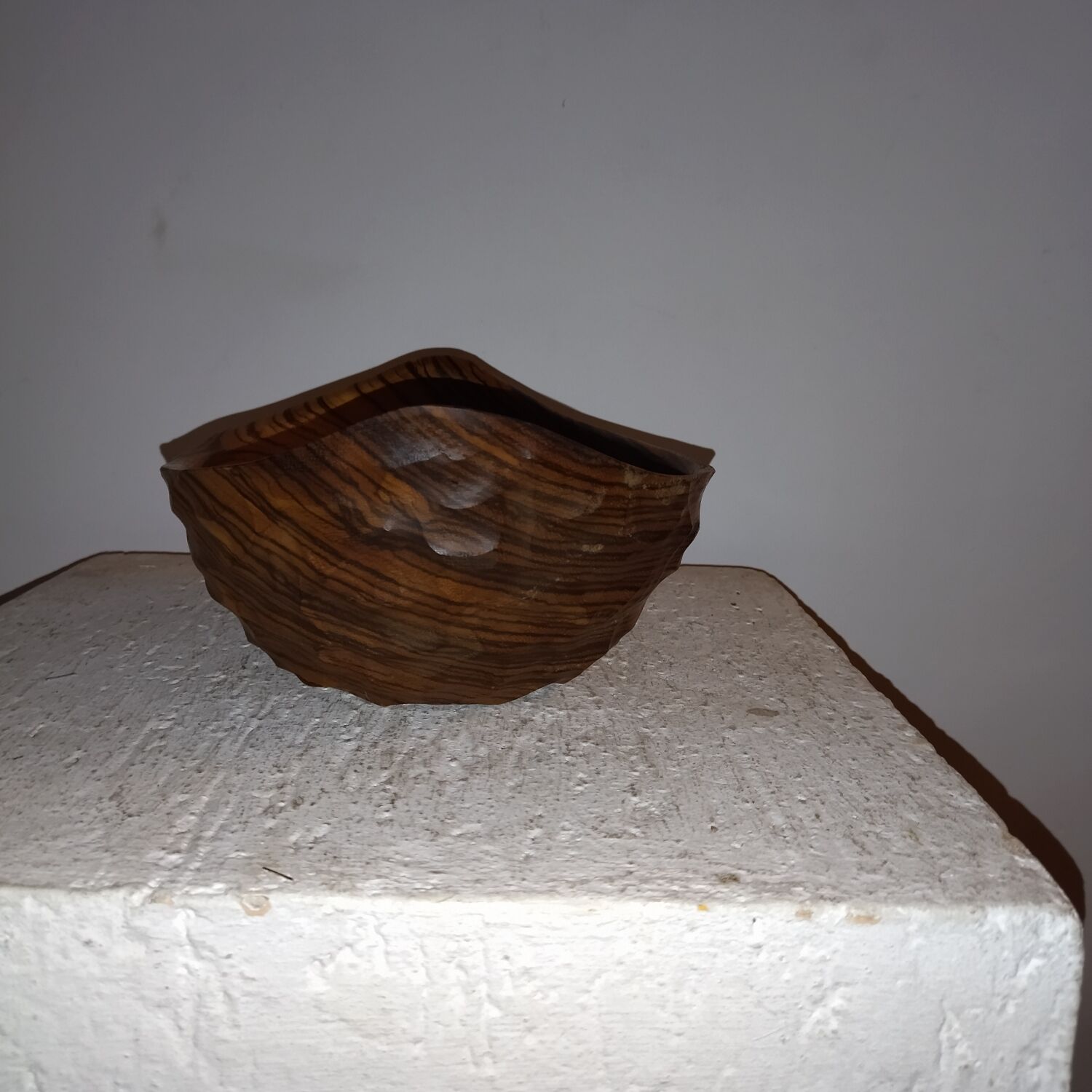 Brutalist monoxyl wood cutting