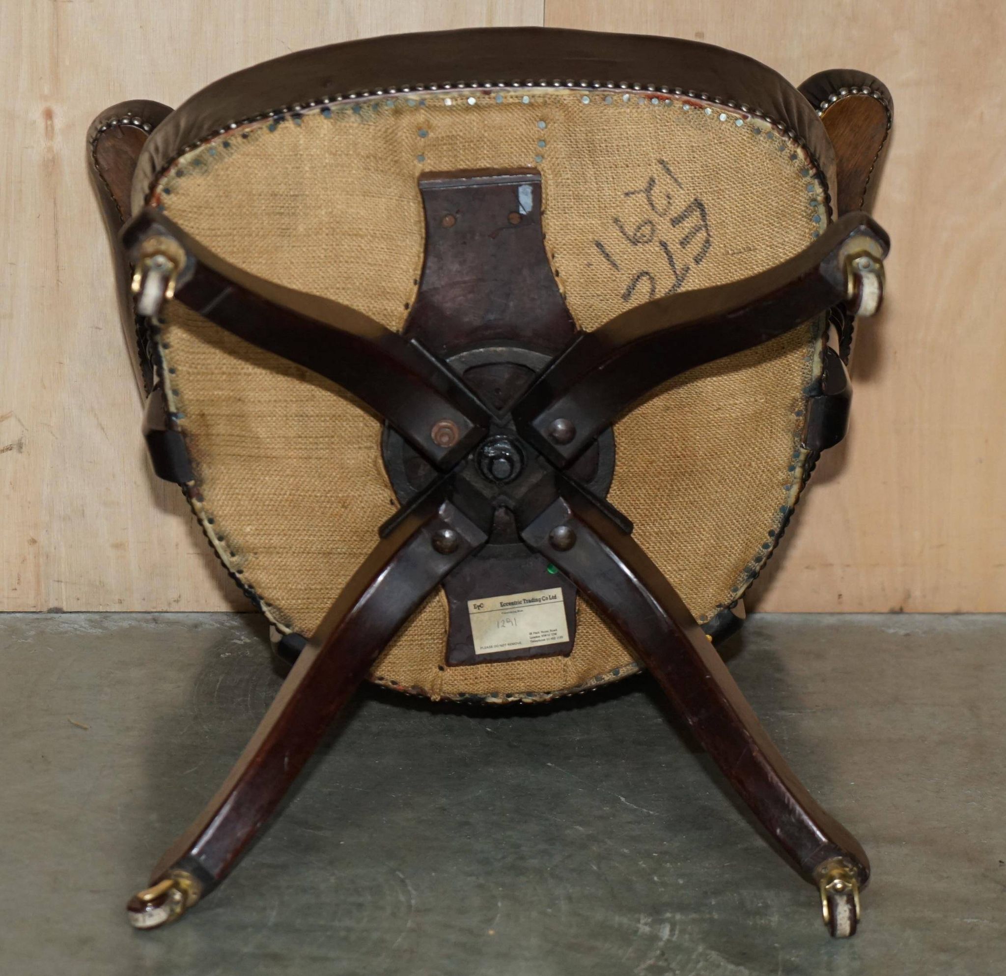 Fauteuil capitaine victorien antique cuir