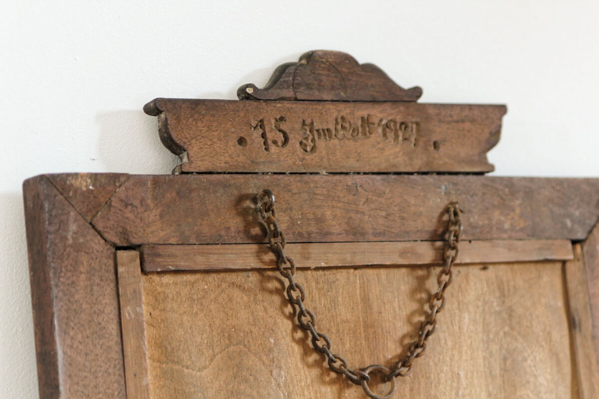 Carved wood mirror, folk art