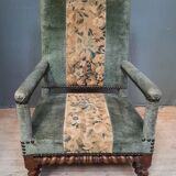 Faiteuil Louis XIII upholstered in part from the 17th century