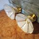 Pair of vintage wall lights in pale yellow granite glass