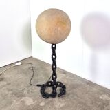 Brutalist iron chain and fiberglass floor lamp, Netherlands 1960s