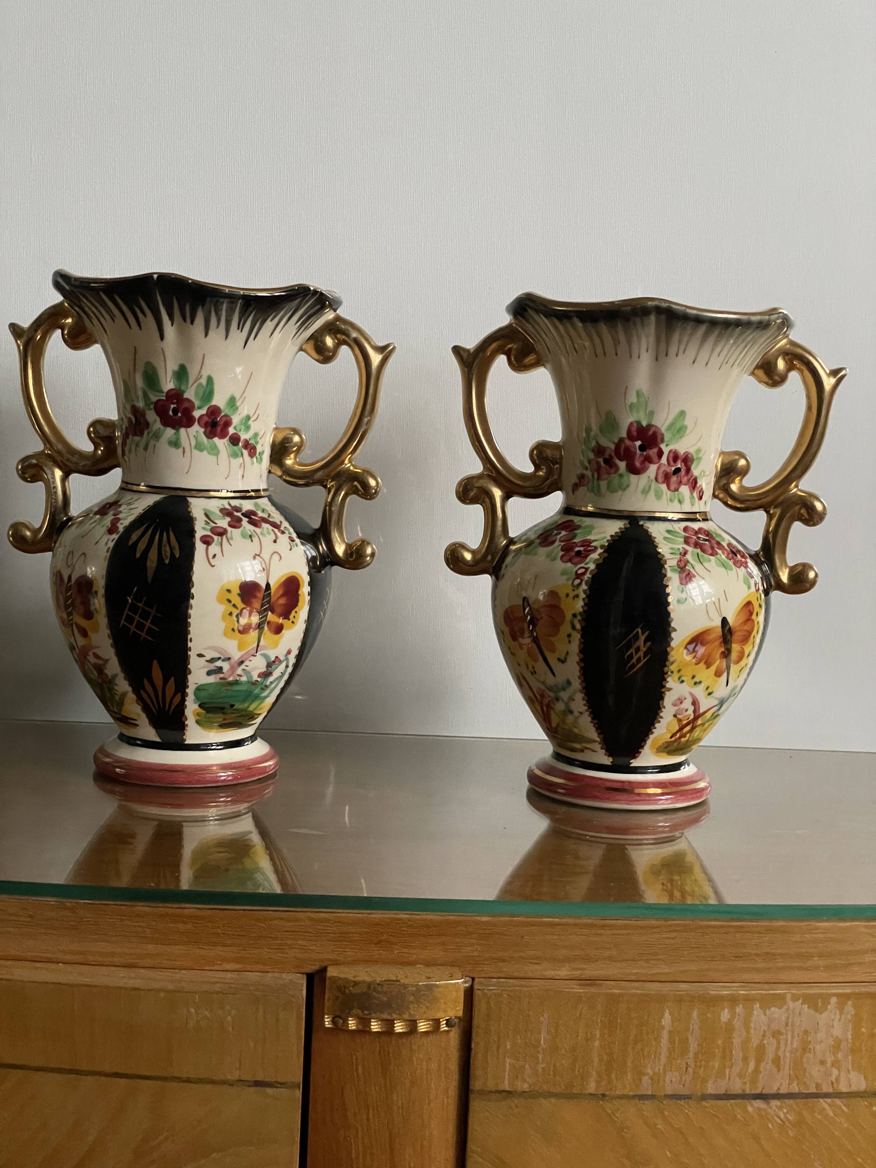 Pair of Saint Ghislain vases made in Belgium