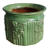 Pot de fleur ancien en terre cuite émaillée