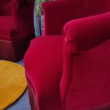 2 velvet toad armchairs