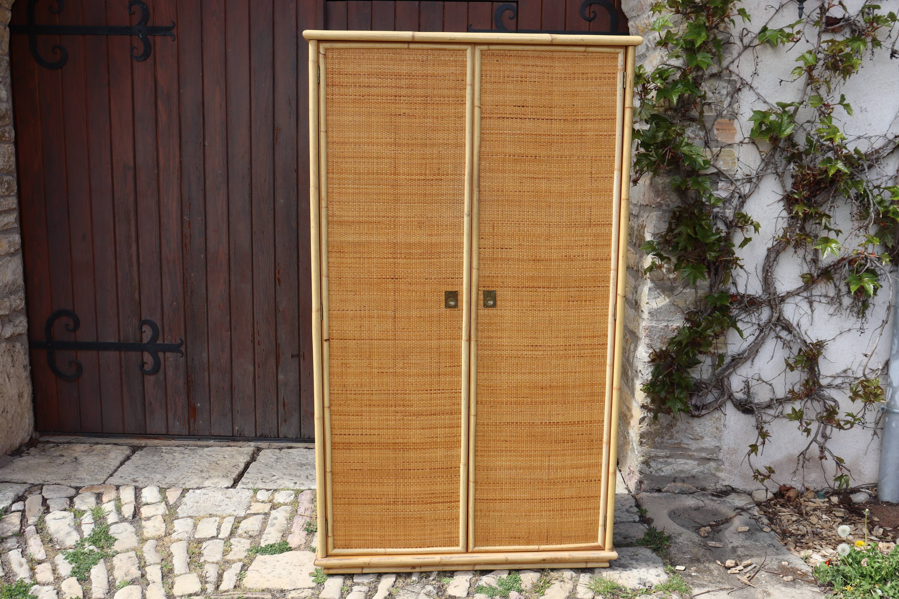 Two-door rattan wardrobe by Dal Vera