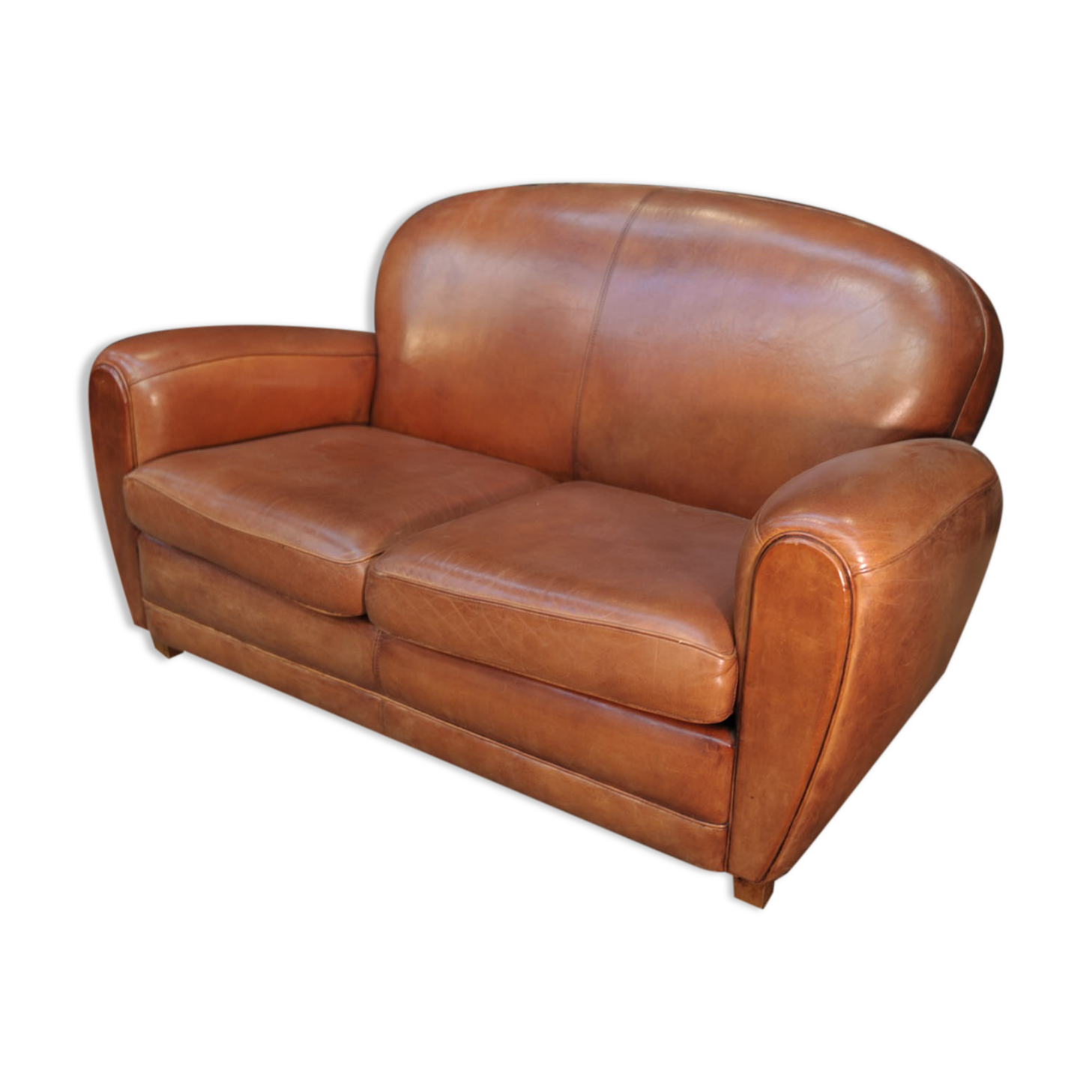 Vintage 3-seater leather club sofa