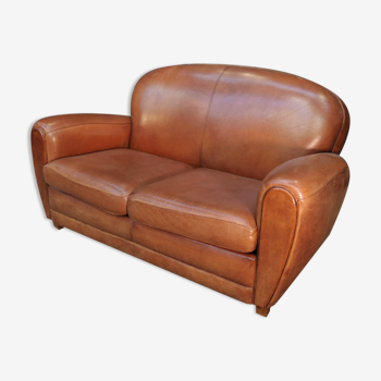 Vintage 3-seater leather club sofa