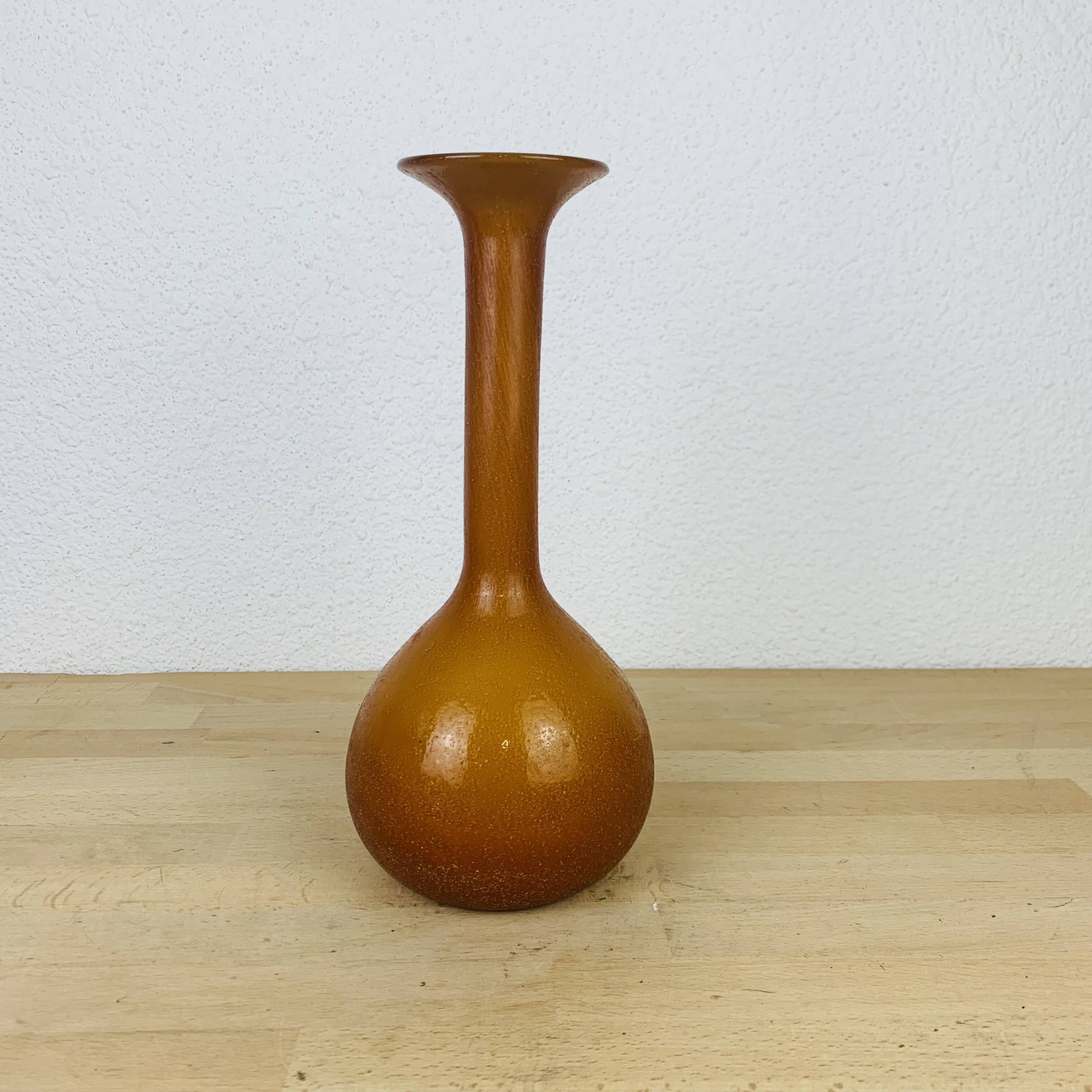 Vintage vase 70s caramel orange glass