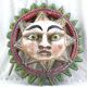 Masque de soleil mexicain vintage en bois sculpté à la main avec laque de couleur vive, art mural décoratif traditionnel rétro d'Amérique du Sud