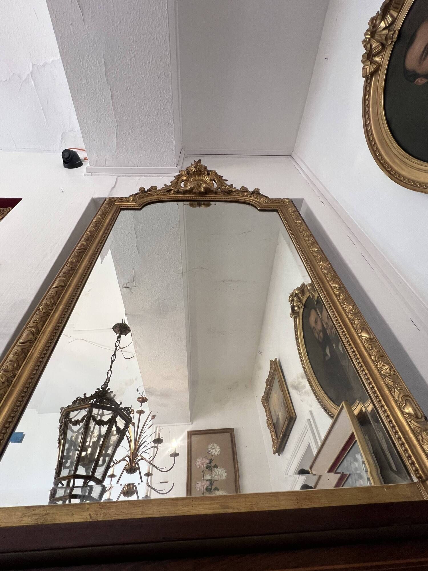 Antique mirror in wood and gilded stucco, Louis XV style, 19th century