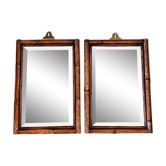 Duo de miroirs biseautés en bambou 25x37cm