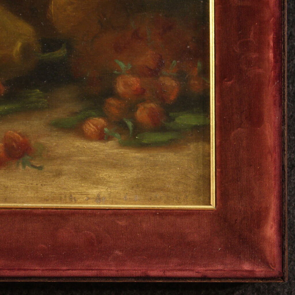 Italian signed painting still life with fruit from the 20th century