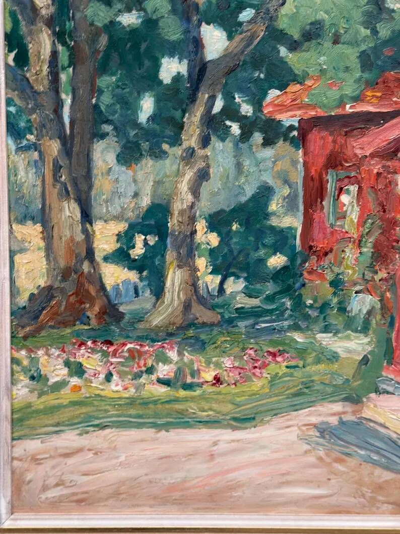 Original Swedish Oil on Panel – “House in Naantali” by John Rosenqvist – Signed – Vintage and Framed – 56.5 × 42 cm (22.2" × 16.5")