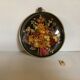 Old frame curved glass dried flowers red satin knot