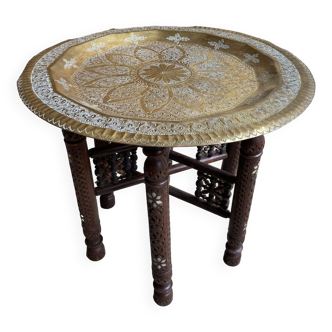 Table basse marocaine plateau cuivre