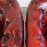 Set of 4 English Cowhide Leather Chesterfield Club Chairs