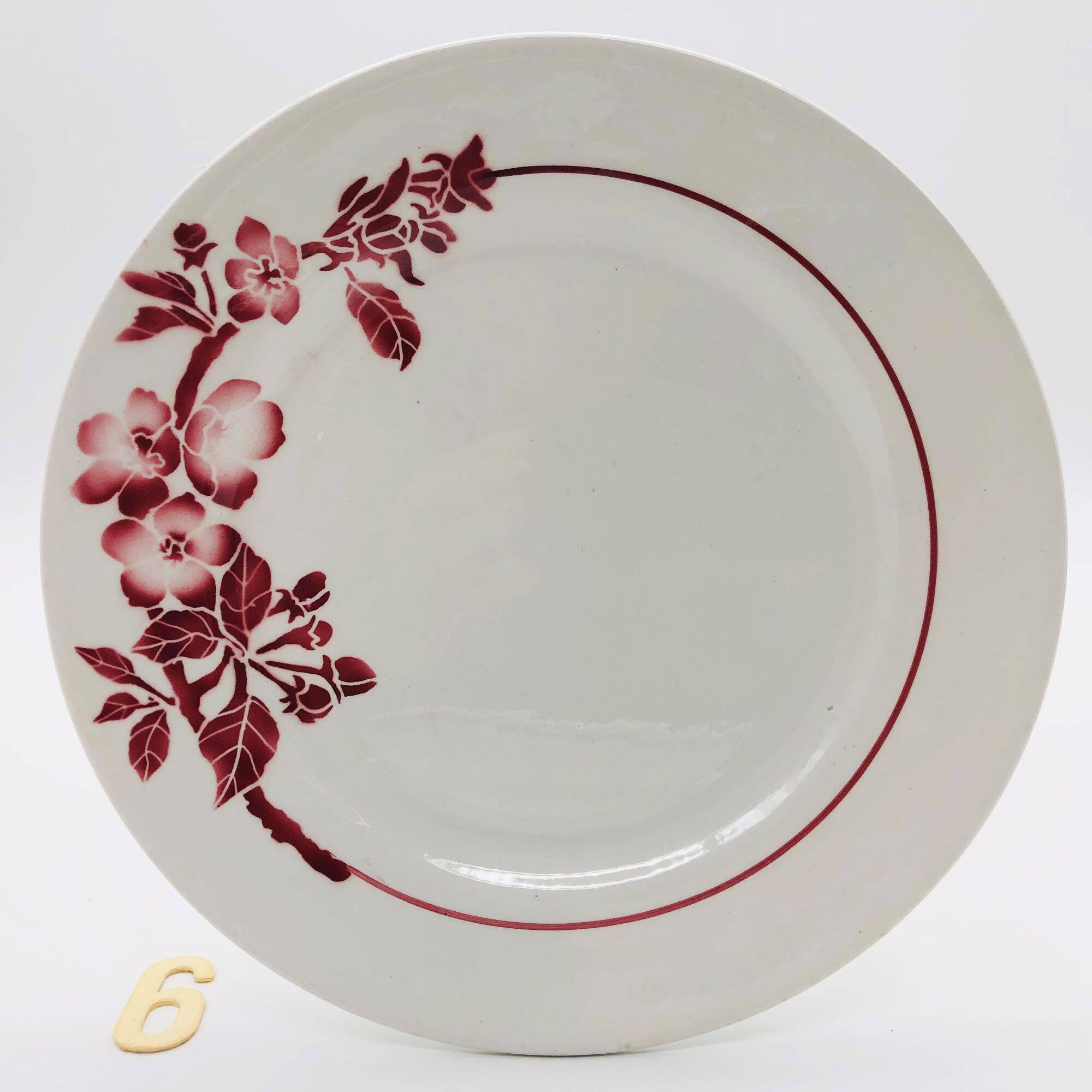 6 Pexonne flat plates, Opaque Porcelain Manufacture FF model Avril.