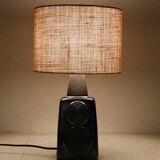 Big "1097" ceramic table lamp by Einar Johansen for Søholm with jute shade, mid-century Danish modern design, 1960s/1970s