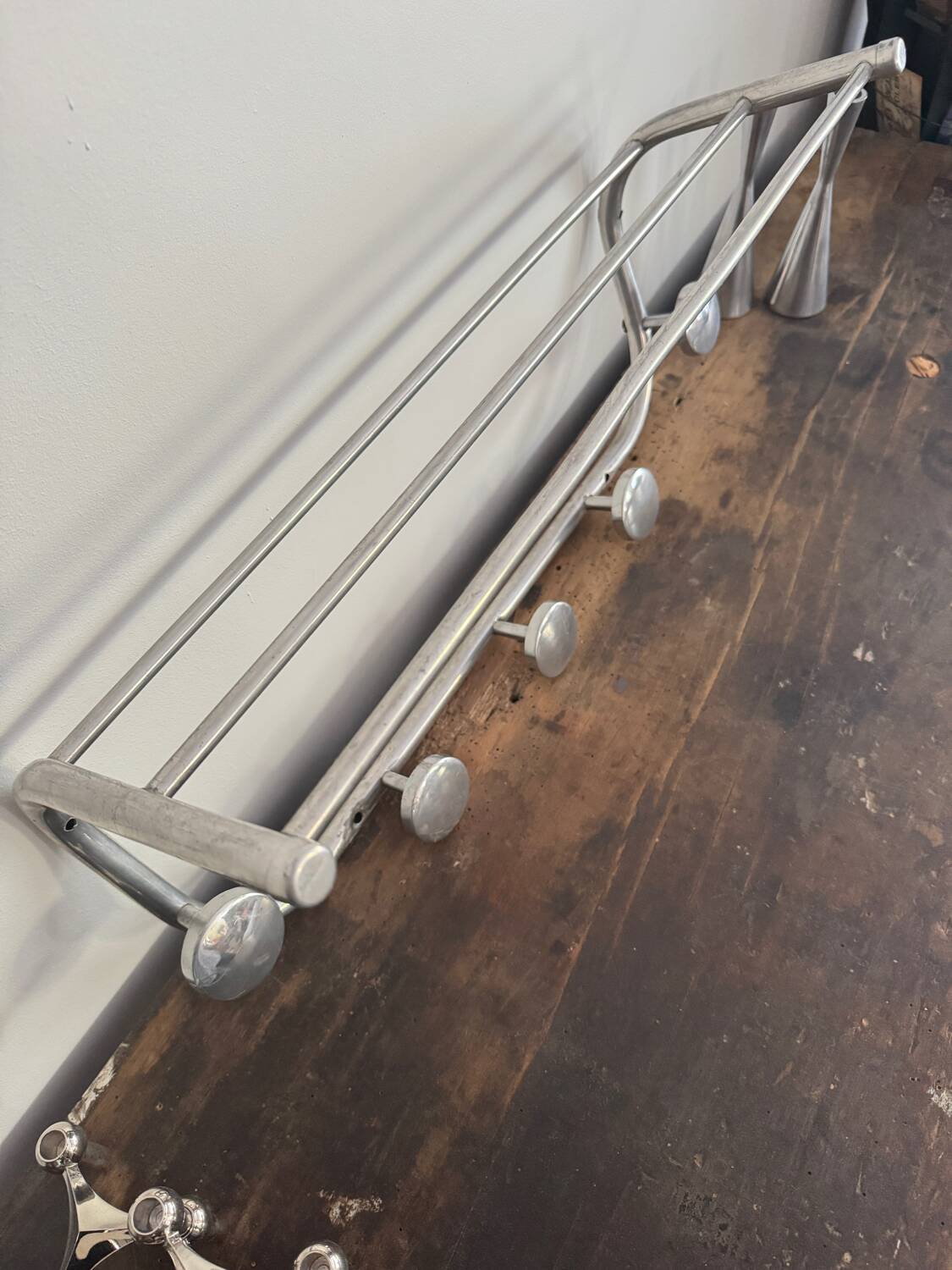 Vintage aluminum wall coat rack