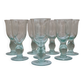 Service of 8 blown glass stemmed glasses