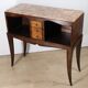 Vintage wooden and marble console table – classic style curved legs, 1950s