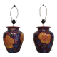 Hand-turned ceramic / glazed vase lamp holders 1970s (most likely French)