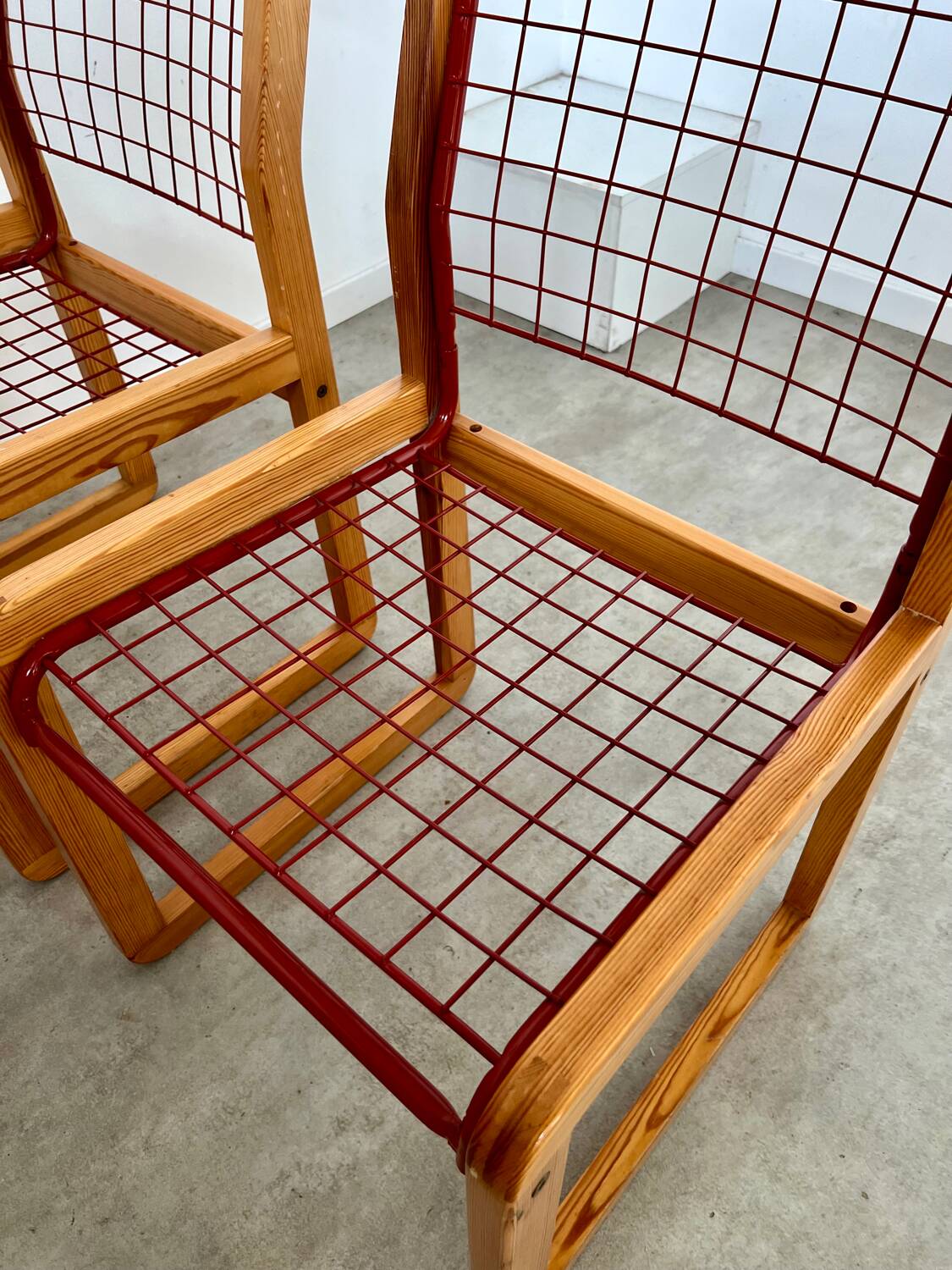 Lot 4 chaises  design Knut et Marianne Hagberg pour Ikea 1982 vintage métal et bois