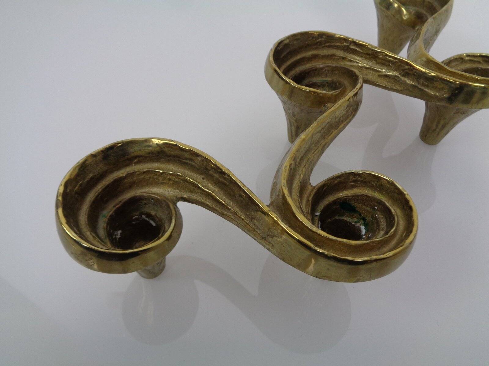Large Brutalist Bronze Candleholder by Michael Harjes, 1960s