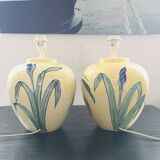 Pair of Italian lamp bases with iris decor