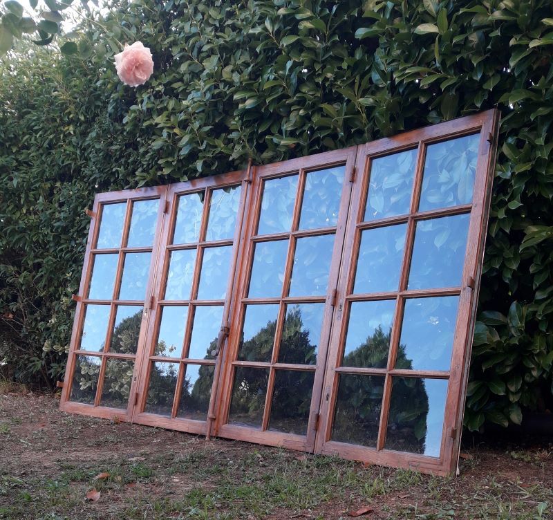 Glass window h141xl263 in oak 4 leaves