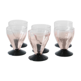 Set of 6 pink-footed glasses, size 4/4, vintage, 1950, mid century