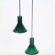2 suspensions “Mini P&T" en verre vert Holmegaard Michael Bang, années 1970