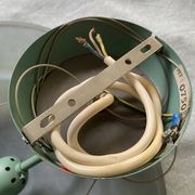 Large vintage lustra suspension light fixture large translucent green basin - SCE made in France