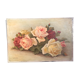 Painting oil on wood flowers bouquet of old roses 1930 signed