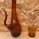 Ancien service gat carafe + 5 verres verre moulé orange 1970 vintage