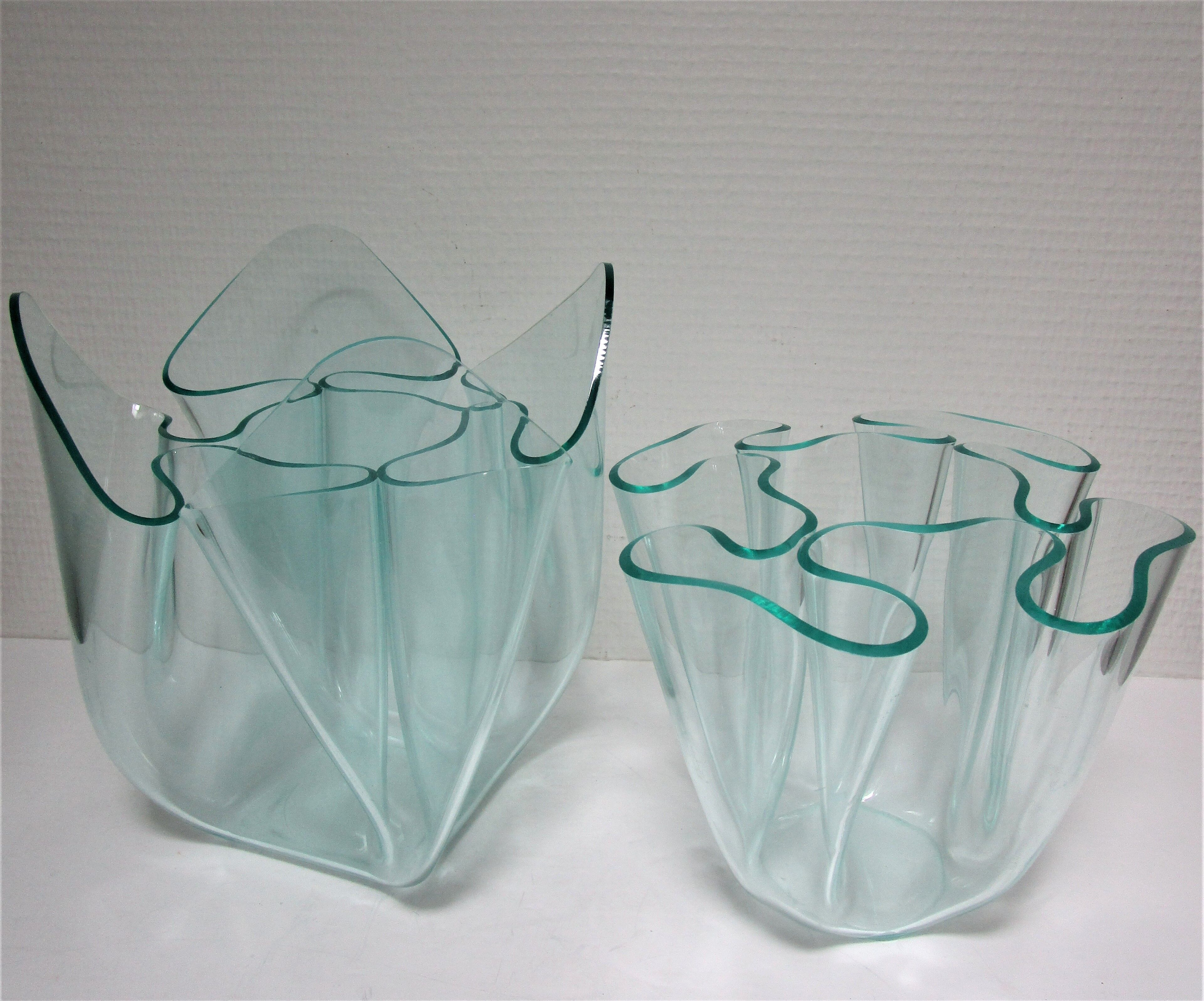 Two vases handkerchiefs Guzzini plexiglass lucite design 70s
